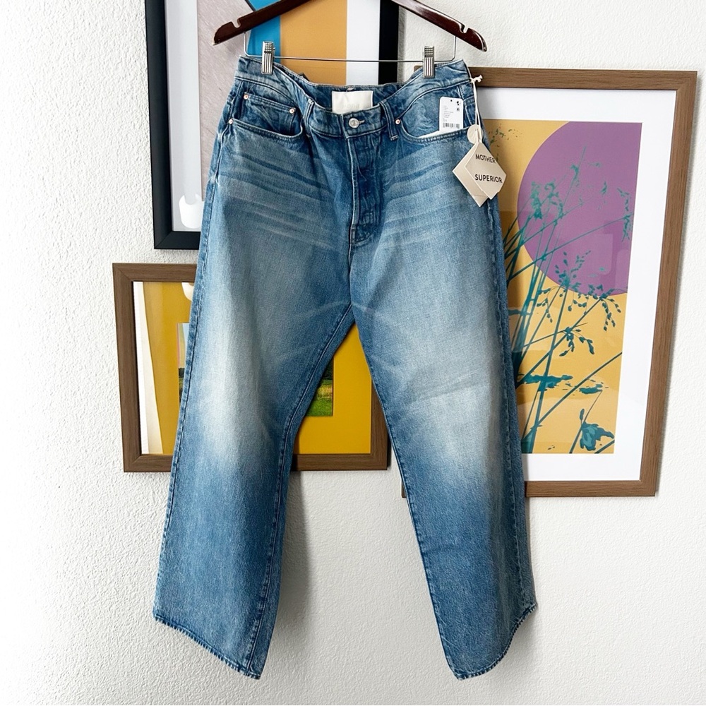 NWT Mother Superior Lil Dodger Button Sneak Jeans Wipeout Petite - Picture 3 of 5